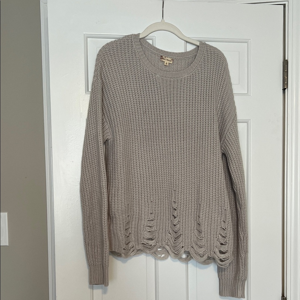 Hem & Thread Taupe Knit Sweater